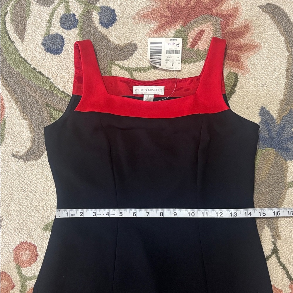 Petite Sophisticate 80s 90s Black and Red sleeveless Mini Dress, 2 - Picture 4 of 12